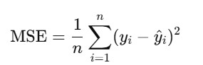 Picture showing the formula of Mean Squared Error